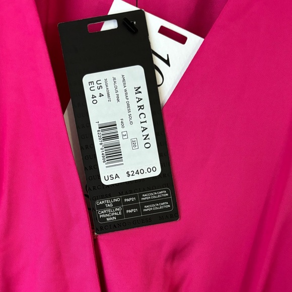 MARCIANO Guess AMERA WRAP DRESS SOLID JEALOUS PINK NWT Size 4 - Picture 7 of 11